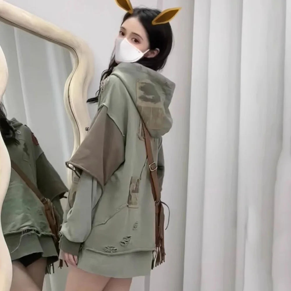 Women Fashion Oversized Patchwork Hoodies