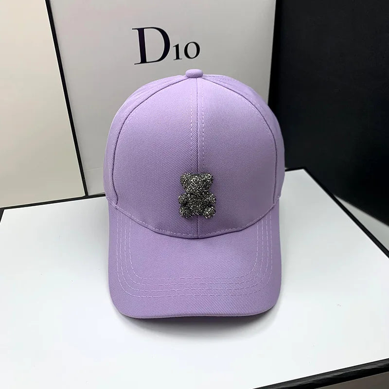 Women Korean Wild Bear Rhinestone Caps