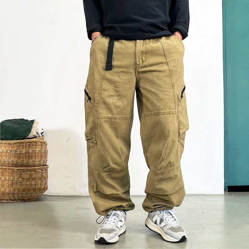 Men's Japanese Streetwear Cotton Twill Cargo Pants - Premium Cargo Pants from Craftklart Dropship - Just $45.45! Shop now at Craftklart.store