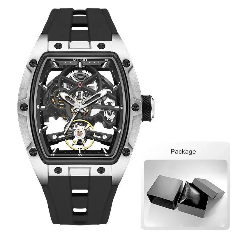 Men's Analog Automatic Wristwatch with White Silicone Strap - Premium Watches from Craftklart Dropship - Just $43.75! Shop now at Craftklart.store