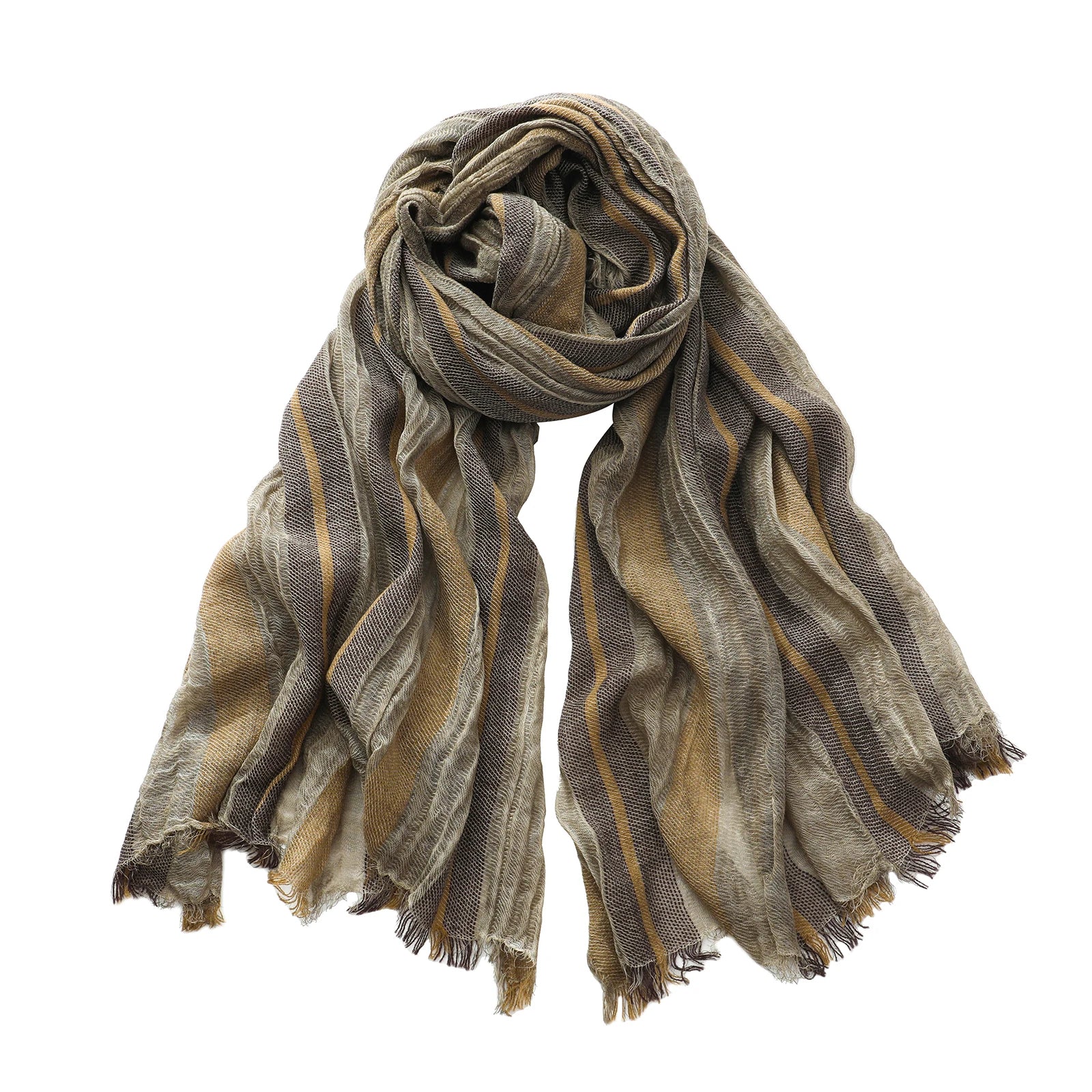 Men Urban Cotton Linen Striped Scarves - Craftklart.store