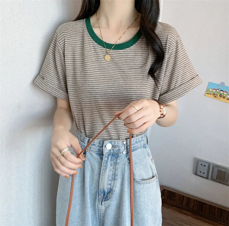 Women Korean Loose Sumer Tops - Premium T-Shirt from Craftklart.store - Just $3.99! Shop now at Craftklart.store