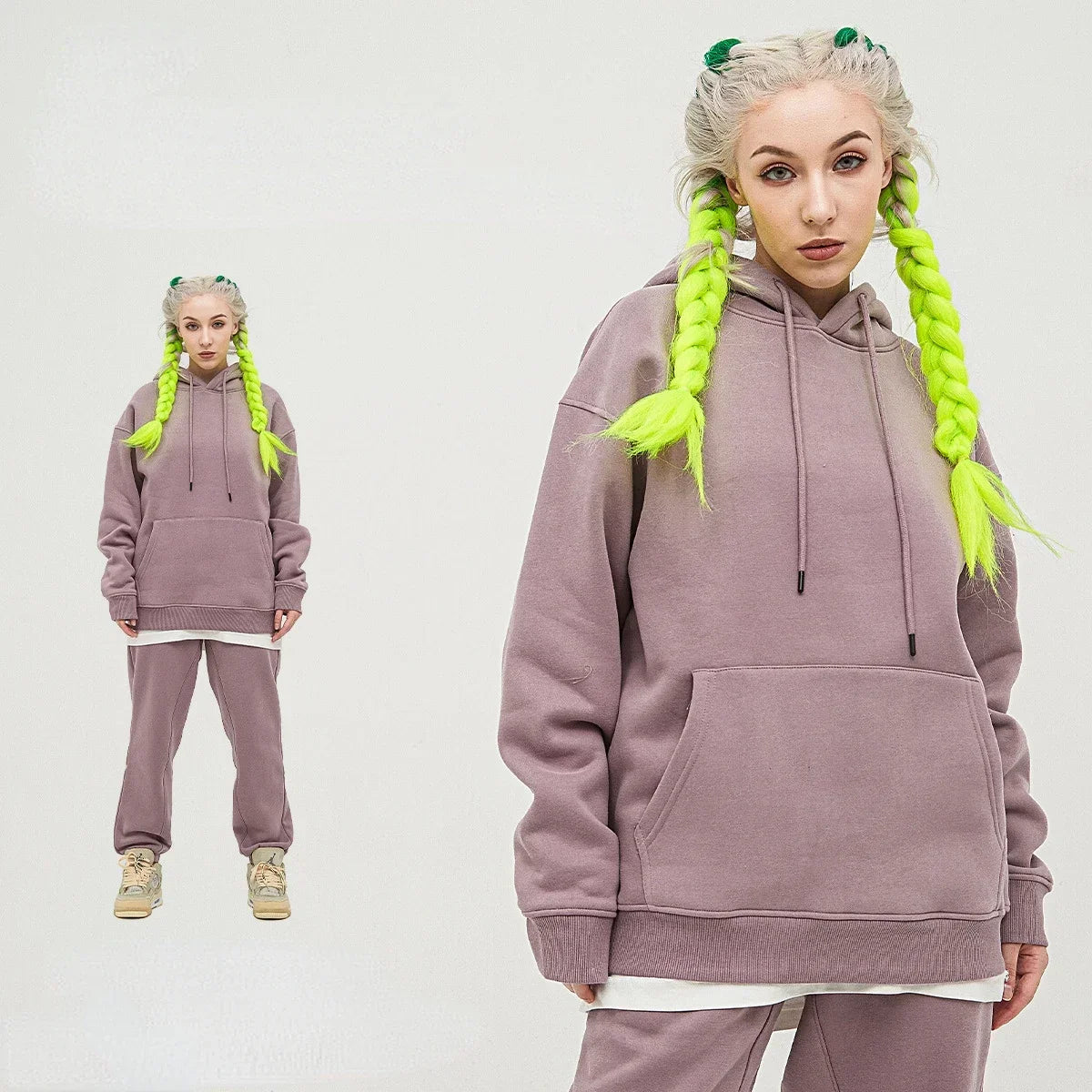 Sumuyoo Fashion Hoodies Set Women Sweatshirt Oversized Hoodies Female Warm Sporty Jacket Solid Color Plush Couple Pullovers - Premium from Craftklart.store - Just $34.69! Shop now at Craftklart.store