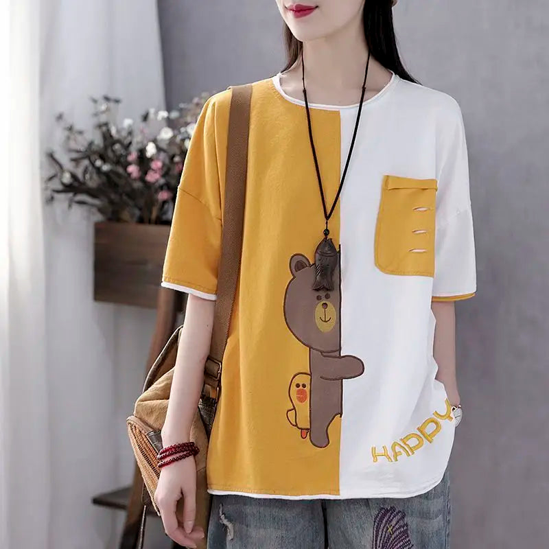 Women's Cotton Summer Round Neck T-Shirt - Premium T-Shirt from Craftklart Dropship - Just $18! Shop now at Craftklart.store