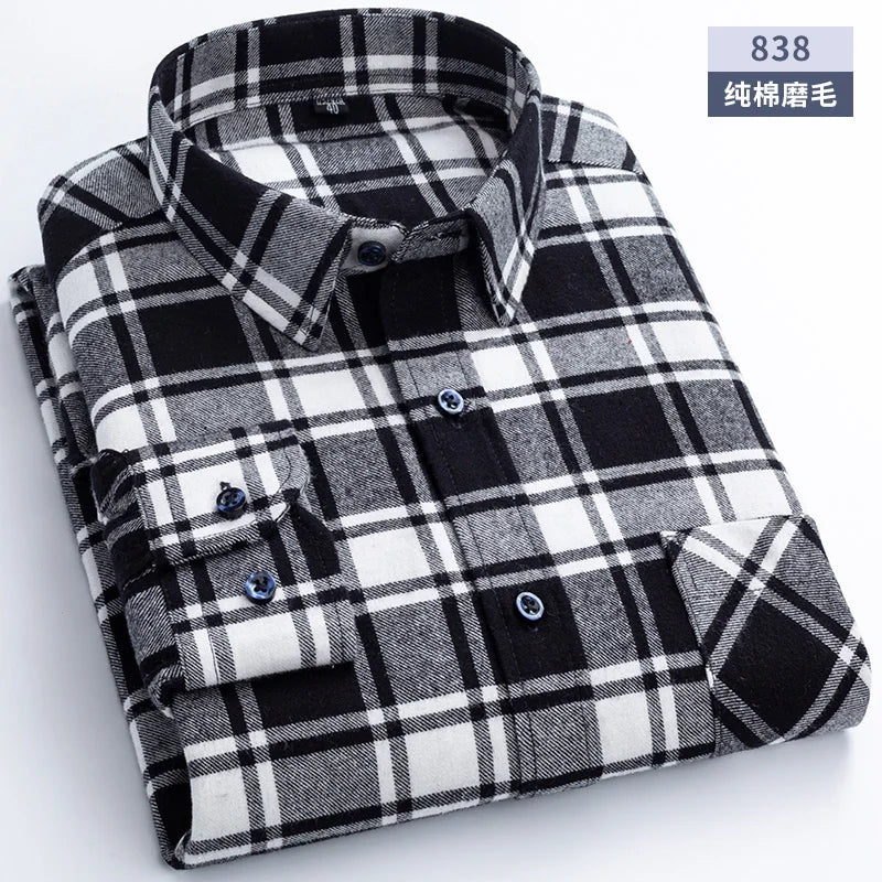 New Flannel Plaid Cotton Shirts For Man