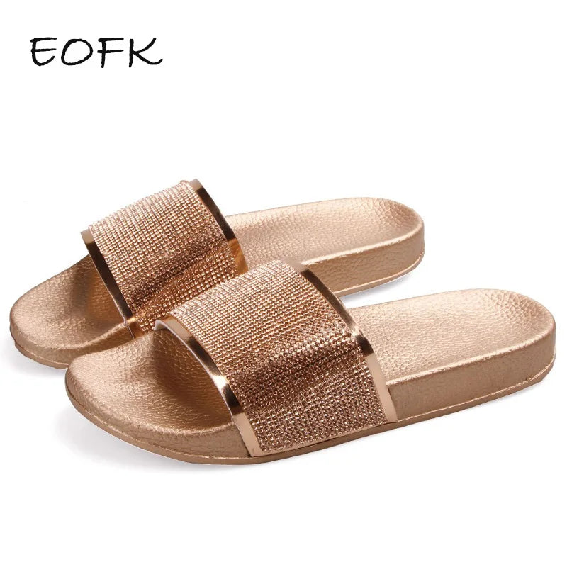 Female Summer Rhinestone Slippers - Premium Slippers from Craftklart.store - Just $18.45! Shop now at Craftklart.store