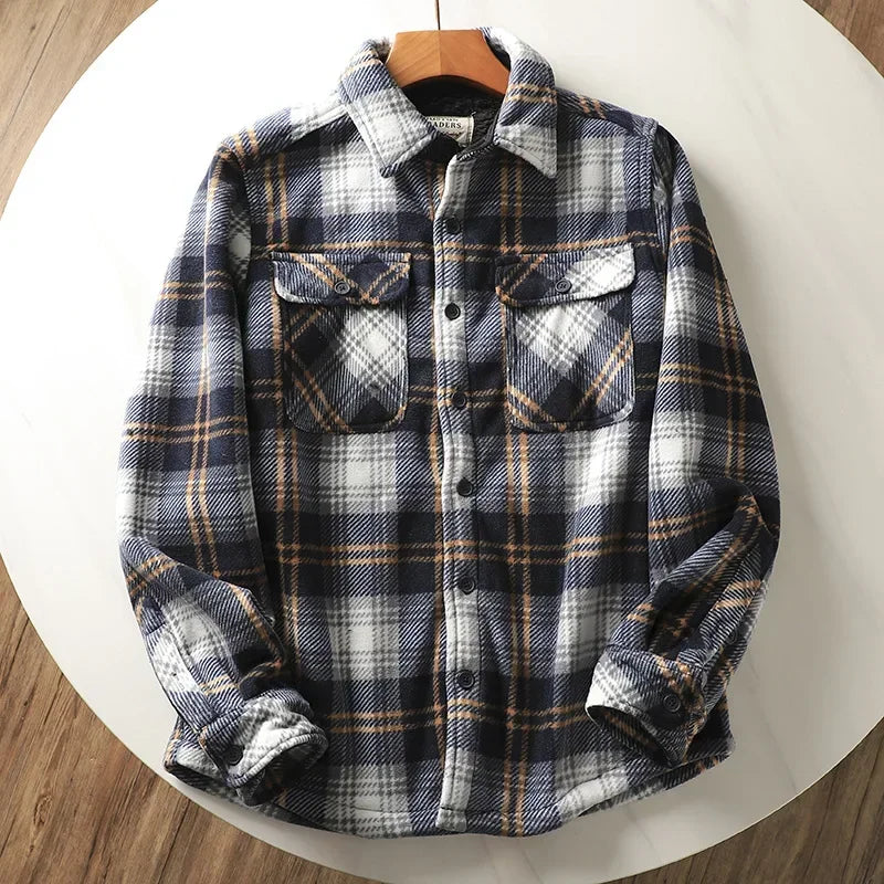 Men's Winter Fleece Linend Warm Plaid Shirt