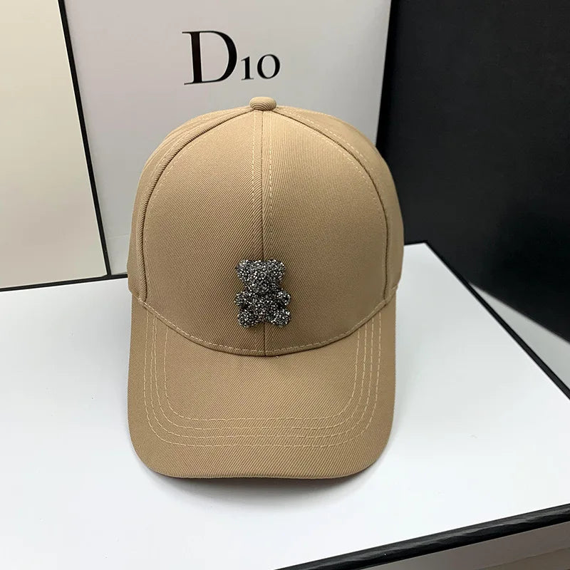 Women Korean Wild Bear Rhinestone Caps