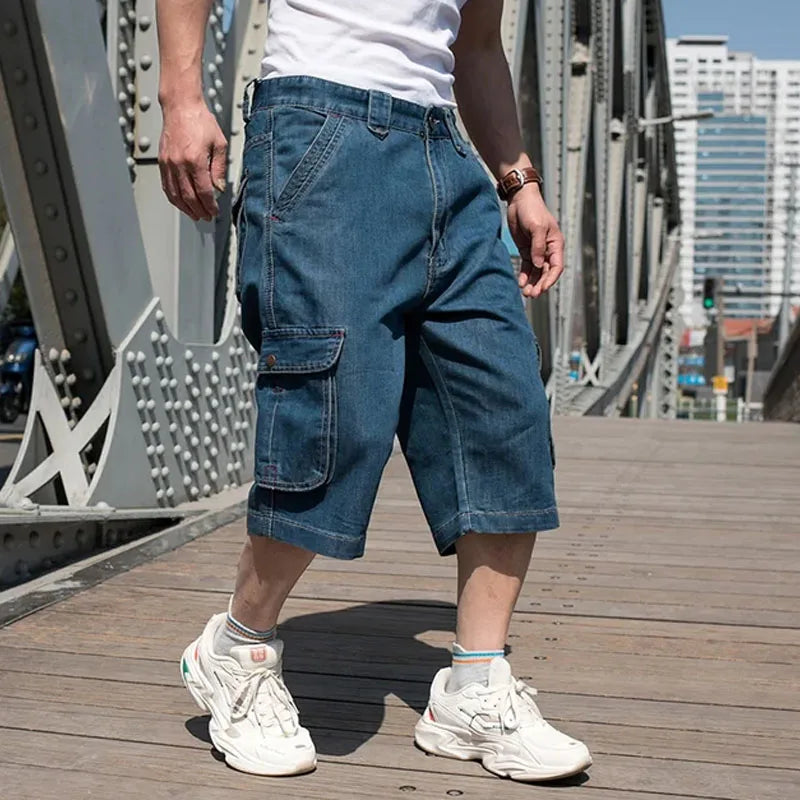 Men's Wide-leg Denim Multi Pocket Cargo Shorts - Premium Cargo Shorts from Craftklart Dropship - Just $37.36! Shop now at Craftklart.store