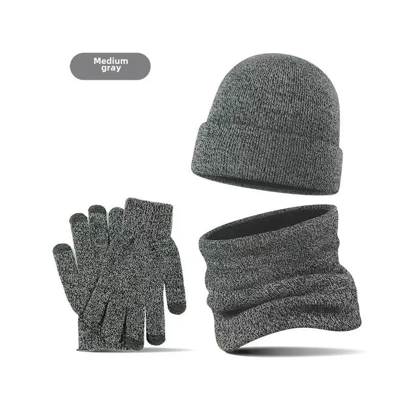Fashion Trend Knitted Thickened Hat Scarf Glove for Men Set - Craftklart.store