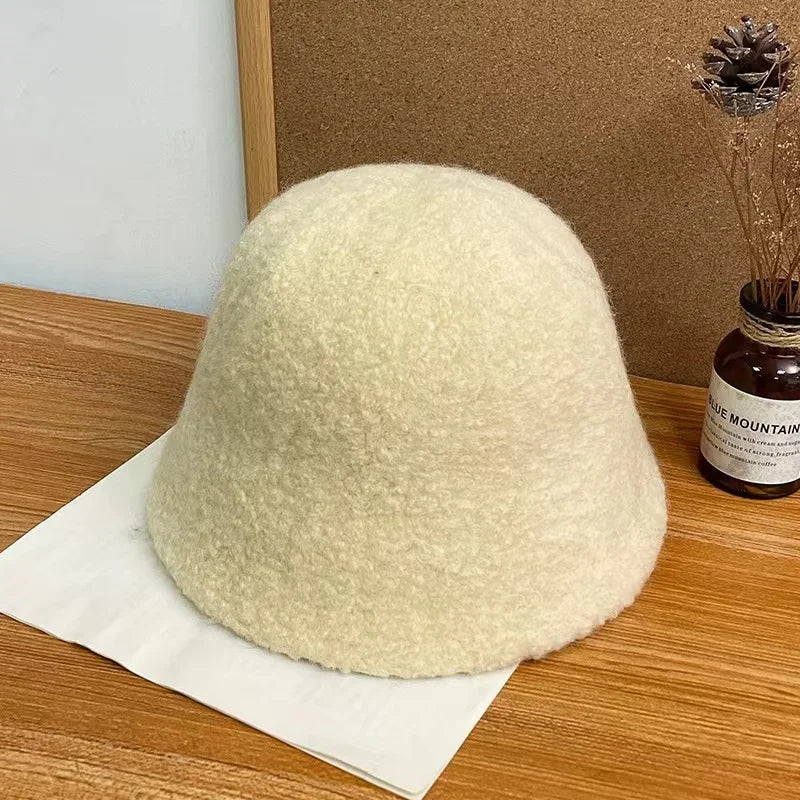 Simple Wool Bucket Hat for Women
