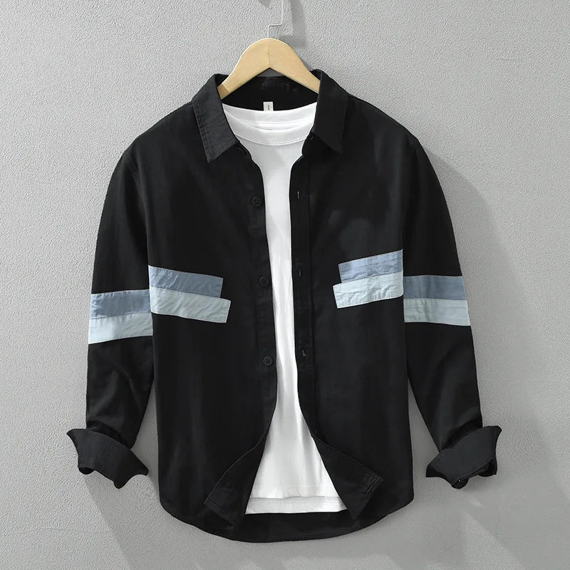 Men's Spring New Casual Patchwork 100% Cotton Long Sleeve Shirts - Premium Shirt from Craftklart Dropship - Just $32.11! Shop now at Craftklart.store