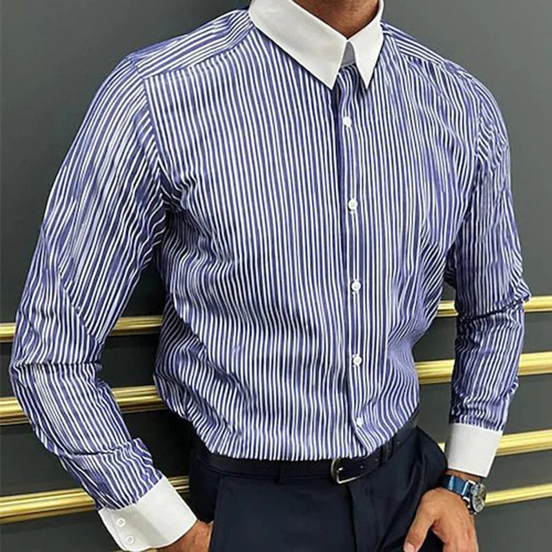 Men's Urban Vintage Striped Print Shirts