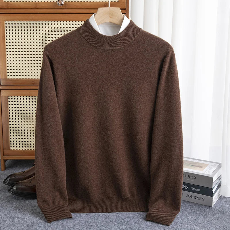 New Fashion Men's 100% Wool Pullover Half-high Collar Sweater - Craftklart.store