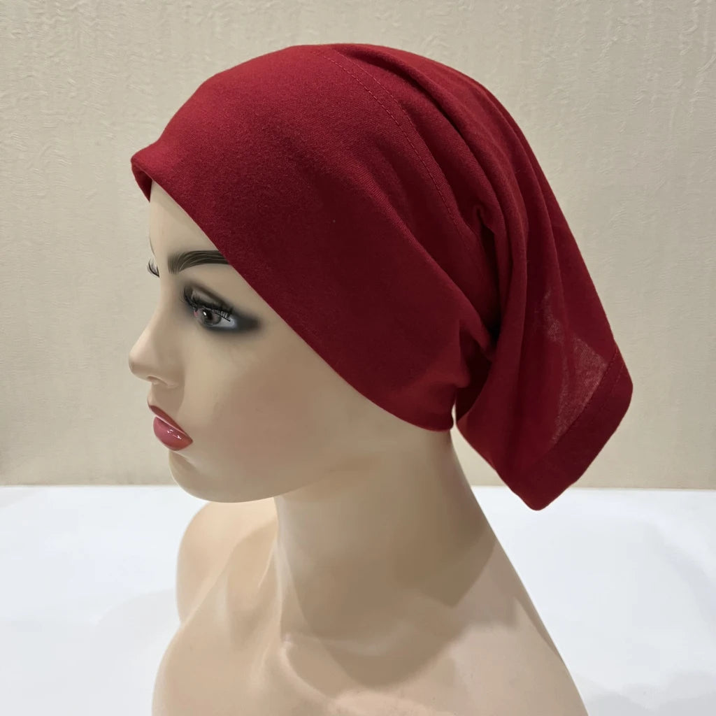 Traditional Ladies Pure Color Stretch Head Scarf Under Hijab Bonnet