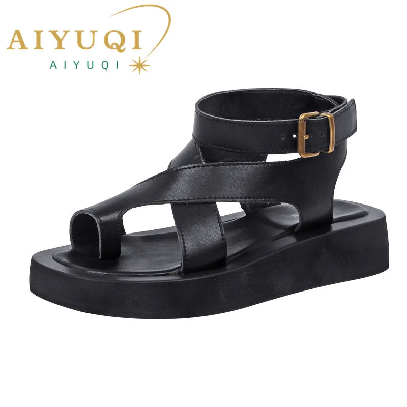 Women Genuine Leather 2025 Summer New Clip Toe Sandals - Premium Sandels from Craftklart Dropship - Just $38.99! Shop now at Craftklart.store