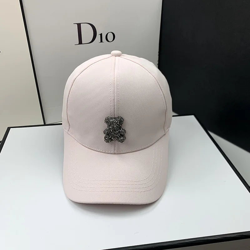Women Korean Wild Bear Rhinestone Caps
