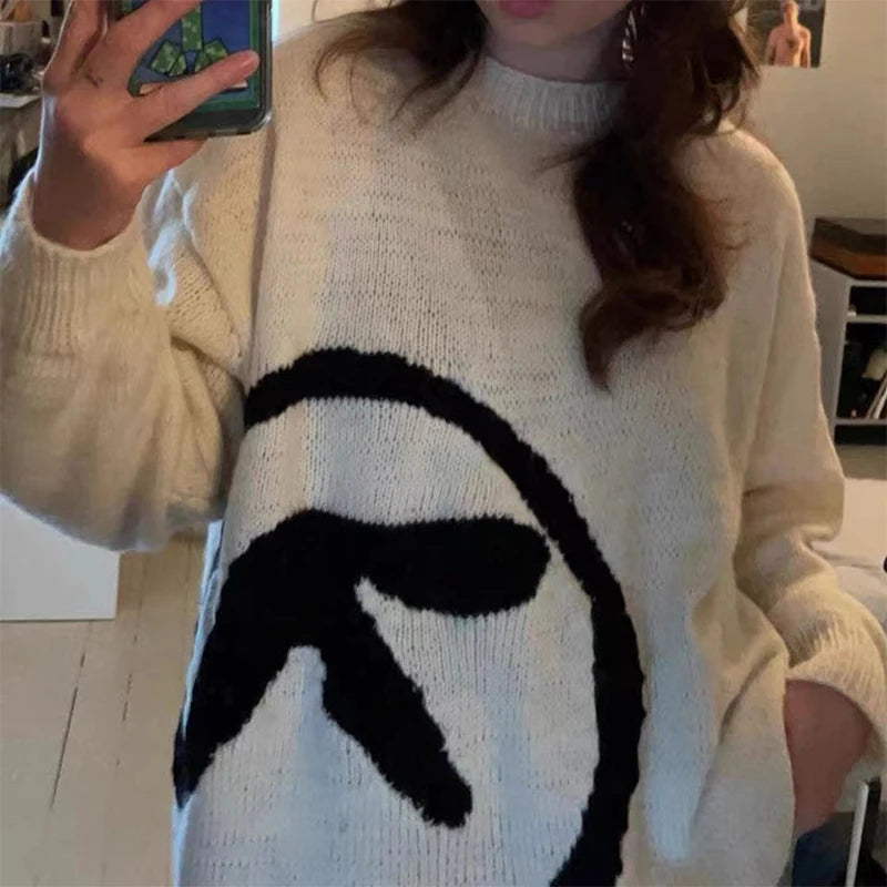 Men's Sweater Aphex Twin Knit Winter Oversized Long Sleeve Tops - Craftklart.store