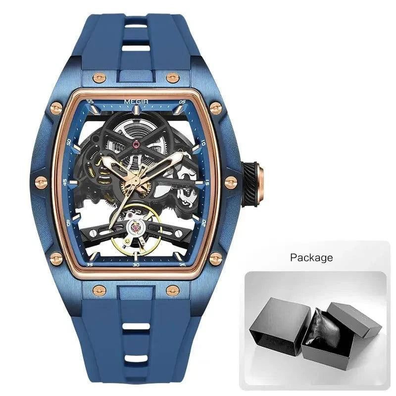 Men's automatic mechanical watch with stainless steel case, black dial, and silver hands from Craftklart Dropship.