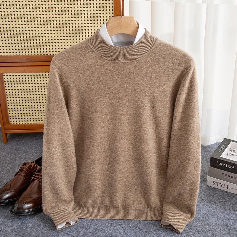New Fashion Men's 100% Wool Pullover Half-high Collar Sweater - Craftklart.store