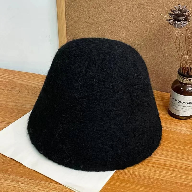 Simple Wool Bucket Hat for Women