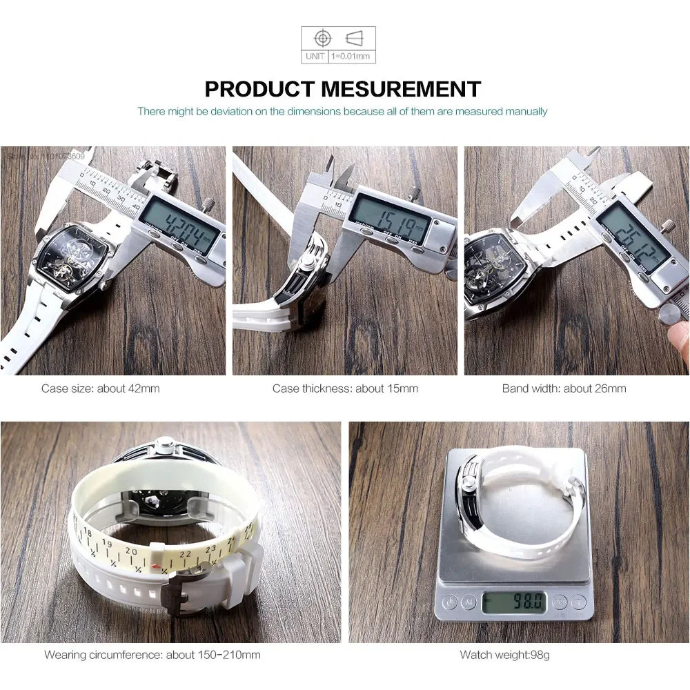 Men's Analog Automatic Wristwatch with White Silicone Strap - Premium Watches from Craftklart Dropship - Just $43.75! Shop now at Craftklart.store