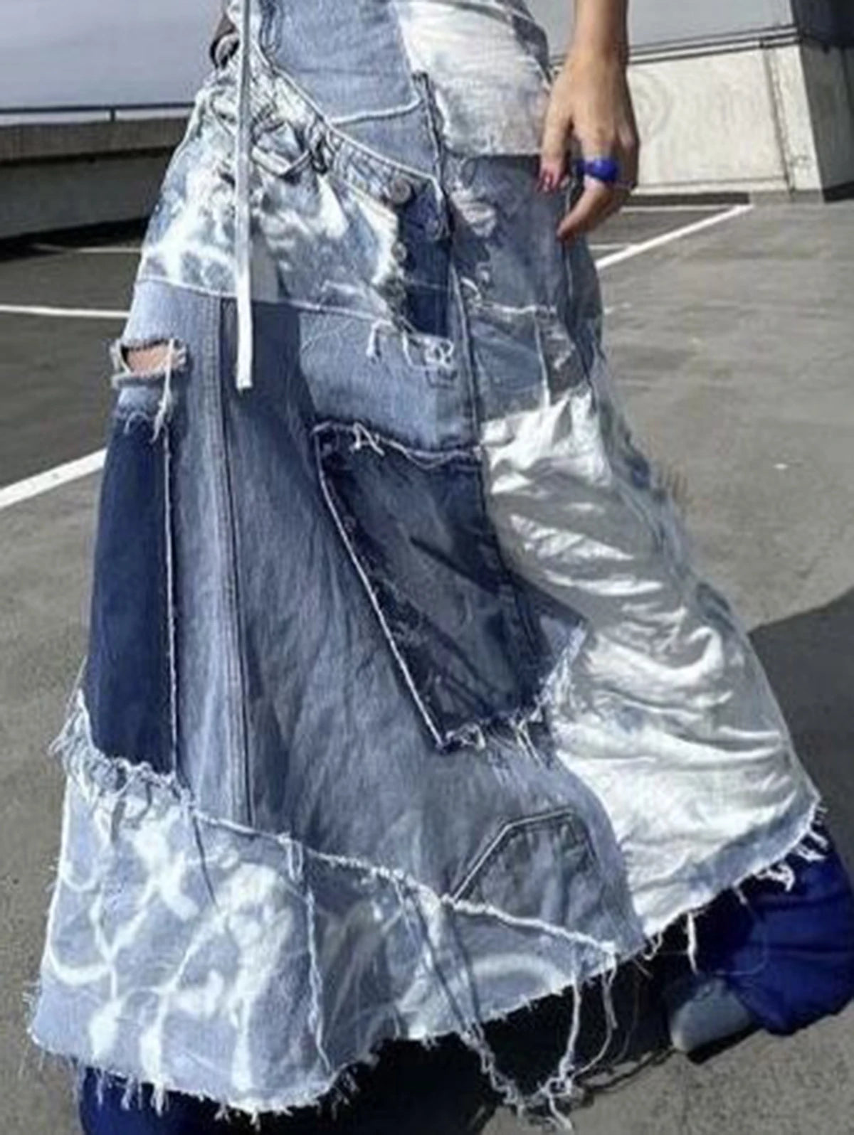 Denim Patchwork Long Skirt For Women - Premium Skirt from Craftklart Dropship - Just $28.29! Shop now at Craftklart.store