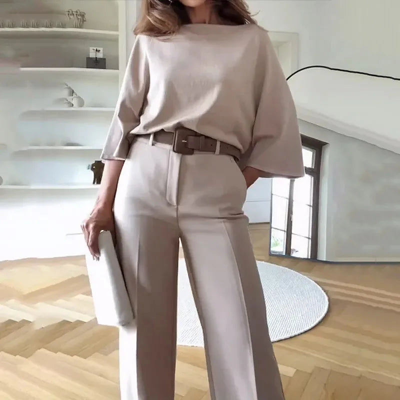 Women Solid Color Bat Sleeve Top & Pants Casual 2 Piece Sets - Premium Sets from Craftklart Dropship - Just $16.95! Shop now at Craftklart.store