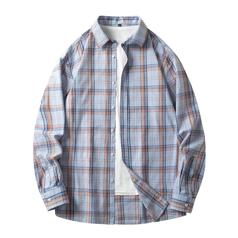 Men's Urban Streetwear Plaid 100% Cotton Shirt - Craftklart.store