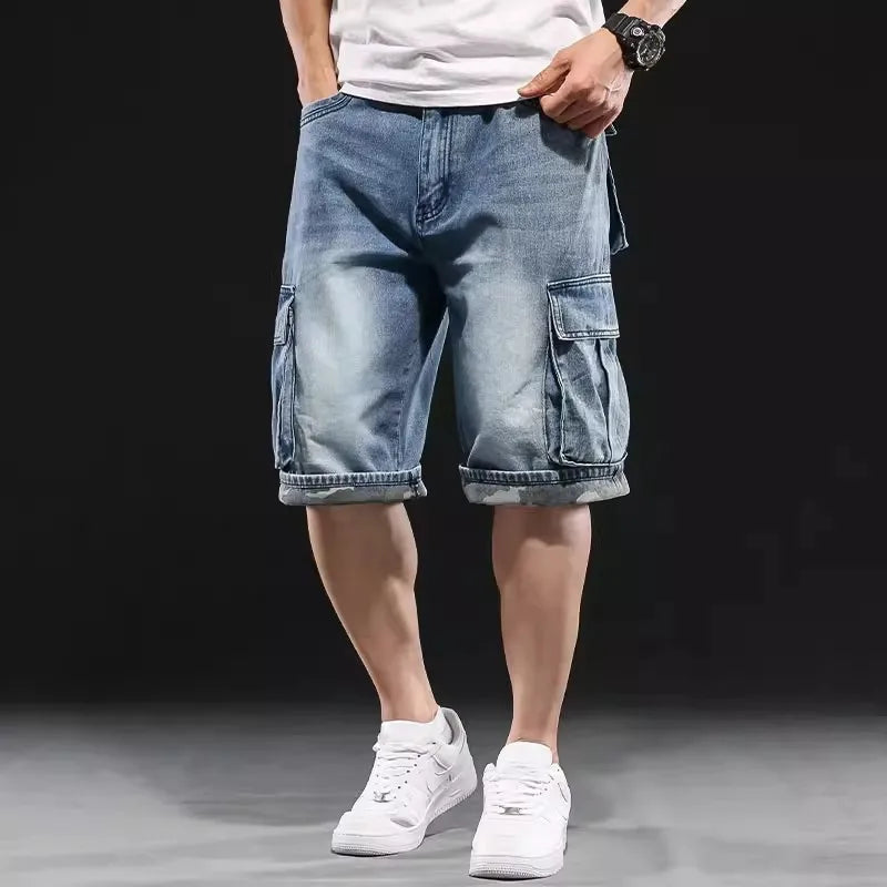 Men's Wide-leg Denim Multi Pocket Cargo Shorts - Premium Cargo Shorts from Craftklart Dropship - Just $37.36! Shop now at Craftklart.store
