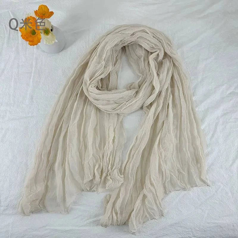 Bohemian Cotton Linen Pleated Scarf 180×90Cm | Minimalist Streetwear | Craftklart