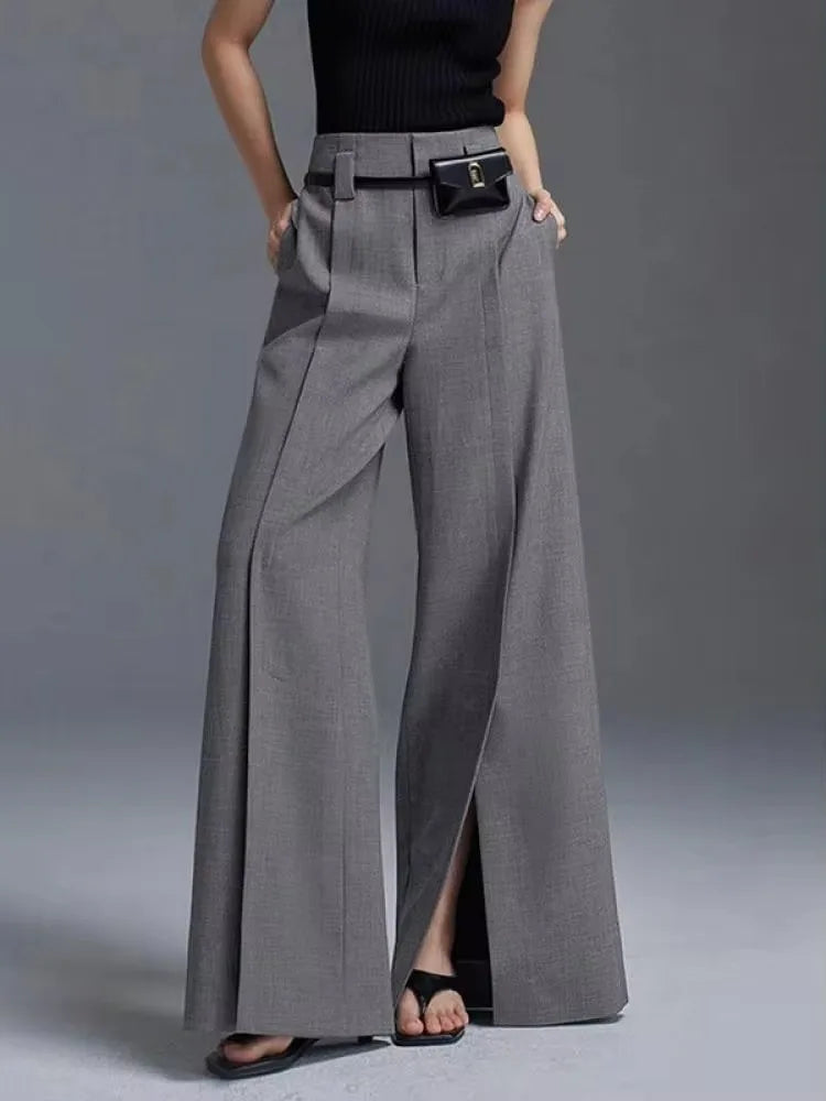 Urban Female Suit Straight High-Waist Pleated Split-Front Trousers - Premium Pants from Craftklart Dropship - Just $36.24! Shop now at Craftklart.store