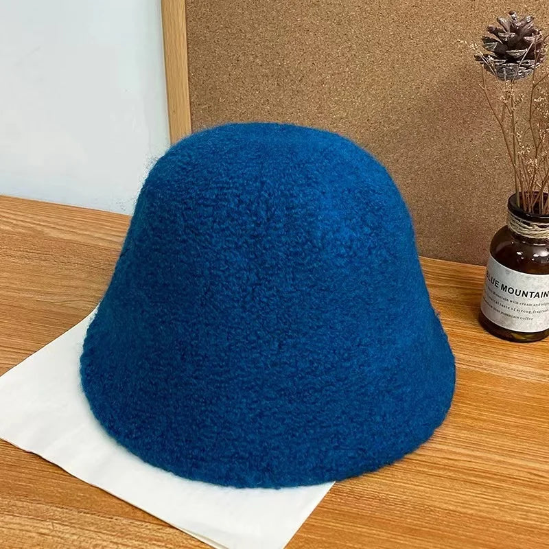 Simple Wool Bucket Hat for Women