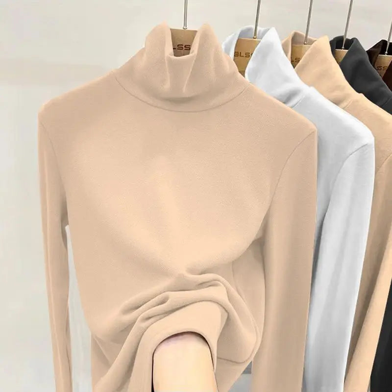 Solid Color Turtleneck Pullover