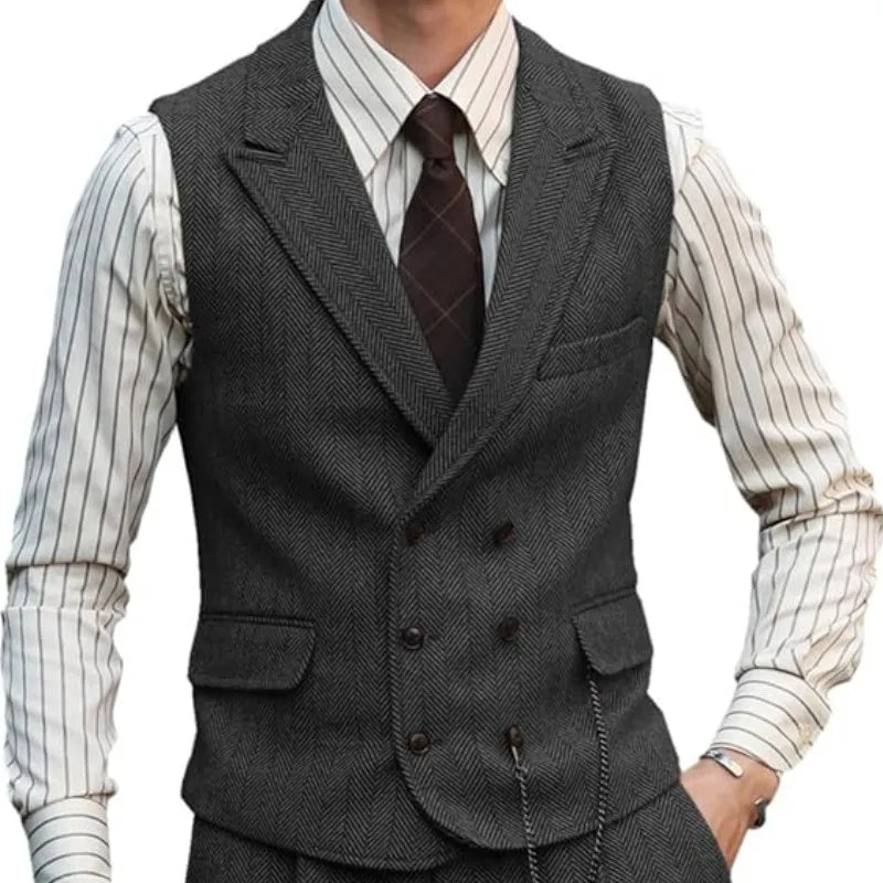 Men Brown Suede Leather Urban Casual Waistcoat