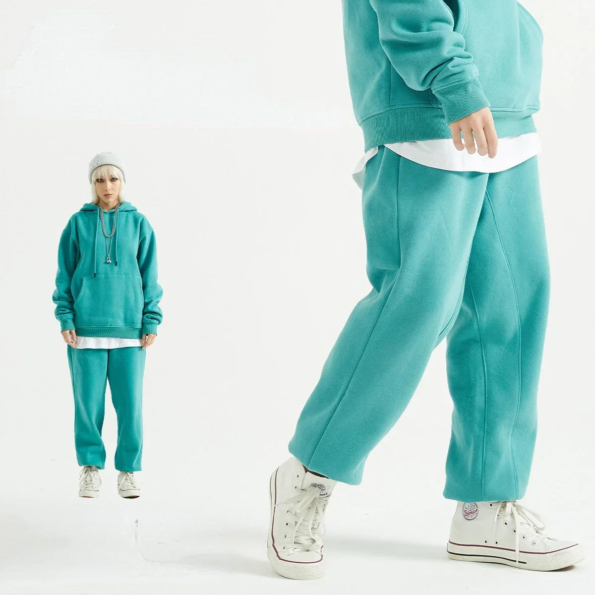 Sumuyoo Fashion Hoodies Set Women Sweatshirt Oversized Hoodies Female Warm Sporty Jacket Solid Color Plush Couple Pullovers - Premium from Craftklart.store - Just $34.69! Shop now at Craftklart.store