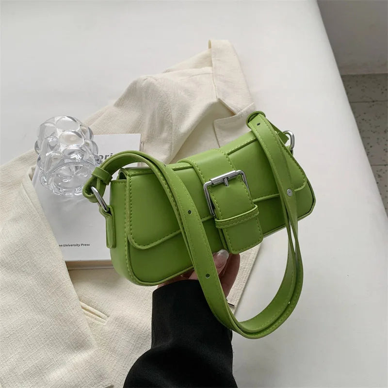 Solid color Leather Crossbody Bags For Women Luxury Brand Underarm Shoulder Bag Fashion Trend Women's Designer Handbag and Purse - Craftklart.store