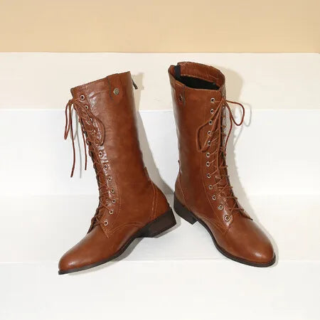 Women's Lace-up Knee High Western Boots