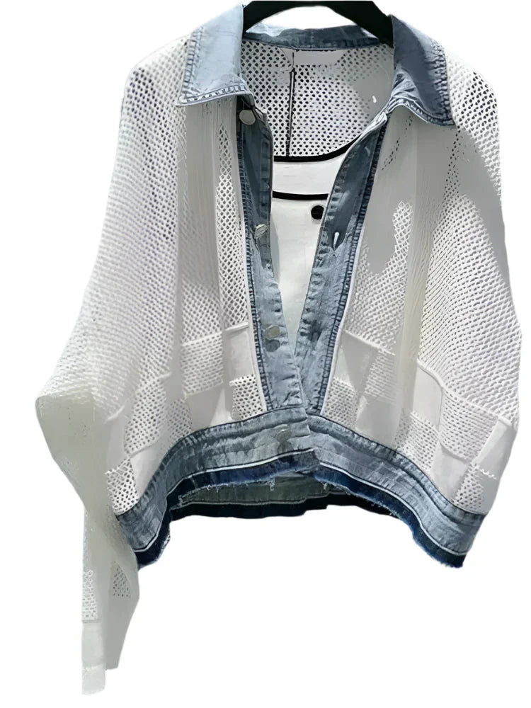 2025 Patchwork Denim Hollow Out Y2kKorean Outwear Sets - Premium Jacket from Craftklart Dropship - Just $36.61! Shop now at Craftklart.store