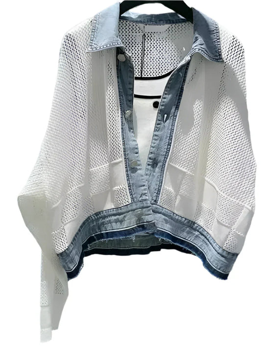 2025 Patchwork Denim Hollow Out Y2kKorean Outwear Sets - Premium Jacket from Craftklart Dropship - Just $36.61! Shop now at Craftklart.store