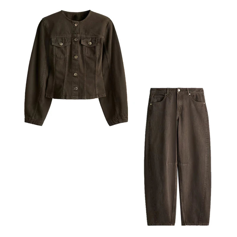 Urban Women Denim Jacket & Pants Set