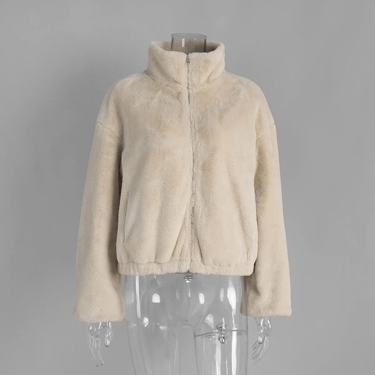 Urban Women Faux Fur Long Sleeve Zipper Jacket