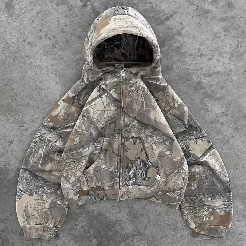 Women's Akimbo Camouflage Leaf Loose Streetwear Set
