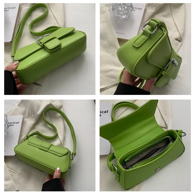 Solid color Leather Crossbody Bags For Women Luxury Brand Underarm Shoulder Bag Fashion Trend Women's Designer Handbag and Purse - Craftklart.store