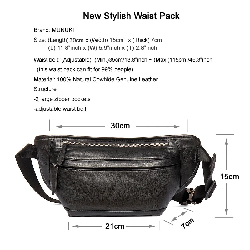 Men's Genuine Leather Waist Bag Chest Pack - Premium Crossbody Bag from Craftklart Dropship - Just $47.10! Shop now at Craftklart.store