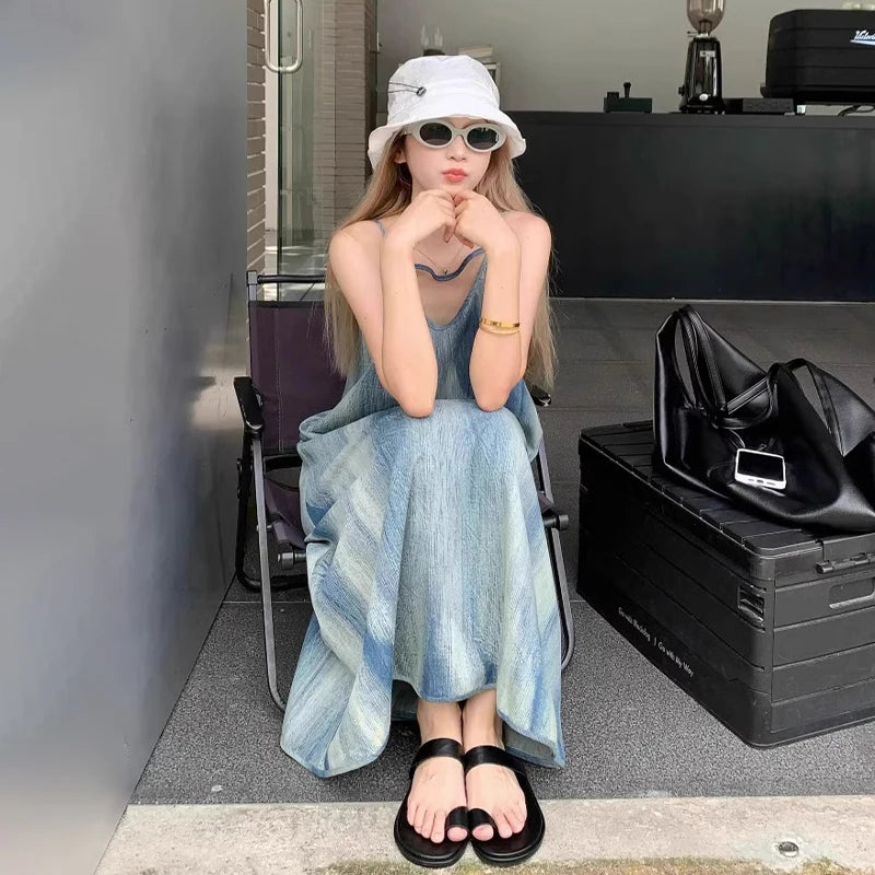 Women Loose Lazy Tie Dye Suspender Dress - Premium Dress from Craftklart Dropship - Just $8.99! Shop now at Craftklart.store