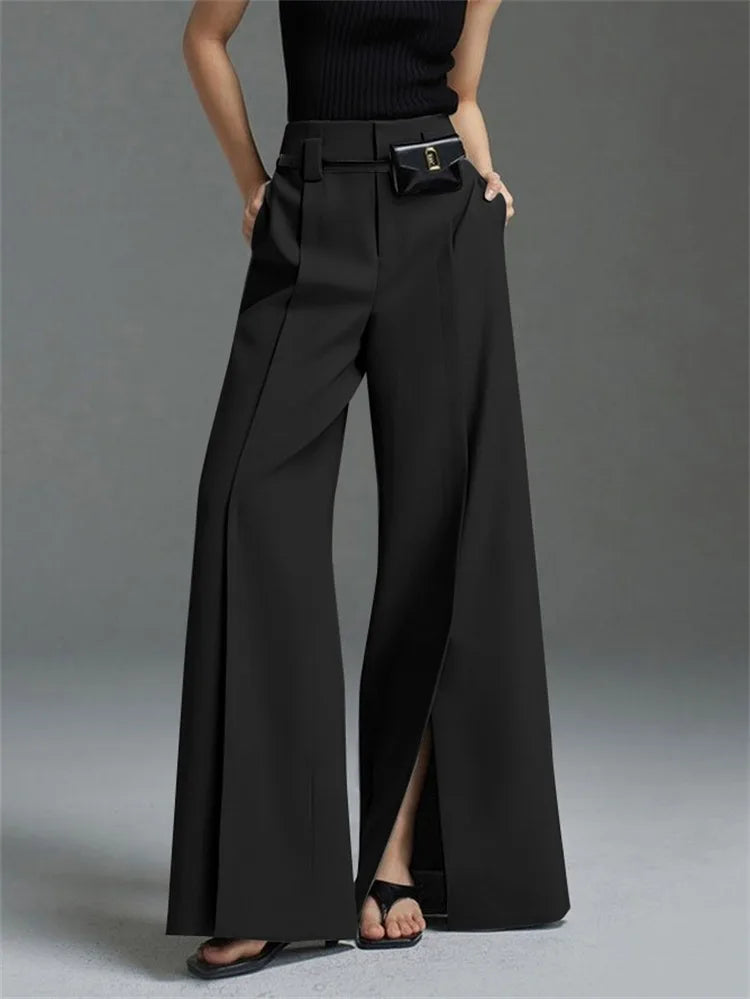Urban Female Suit Straight High-Waist Pleated Split-Front Trousers - Premium Pants from Craftklart Dropship - Just $36.24! Shop now at Craftklart.store