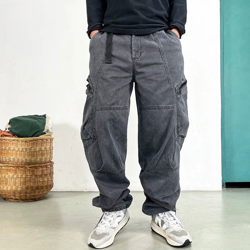 Men's Japanese Streetwear Cotton Twill Cargo Pants - Premium Cargo Pants from Craftklart Dropship - Just $45.45! Shop now at Craftklart.store