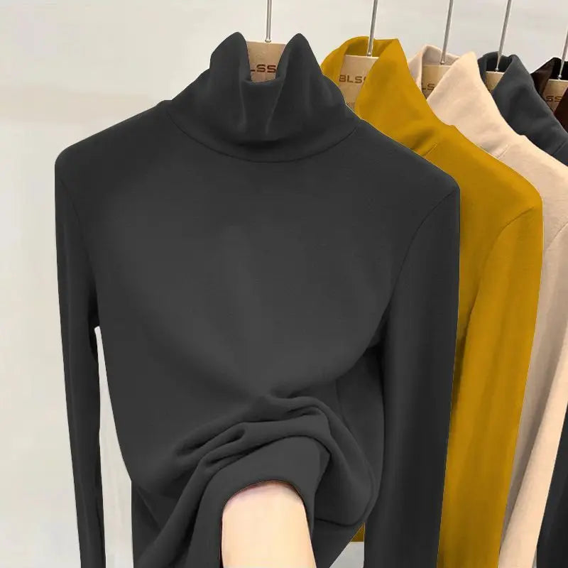 Solid Color Turtleneck Pullover