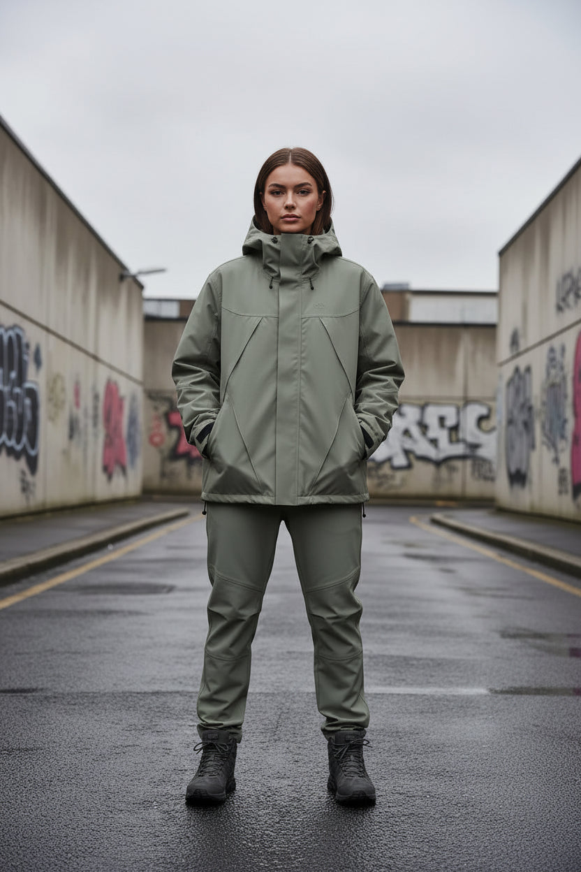 Women’s hooded windproof jacket by Craftklart, oversized streetwear coat with a hood, suitable for outdoor weather protection.